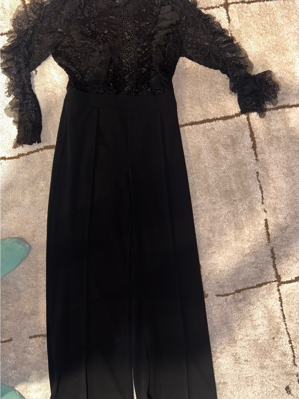 Black Lace Bodice Long Bodysuit